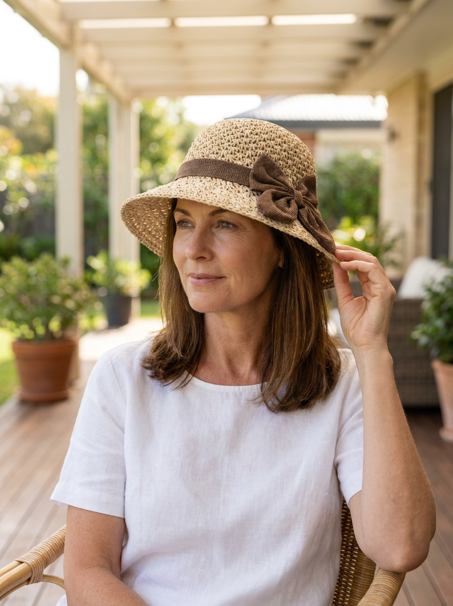 Hattie Elegant Straw Sun Hat With Bow