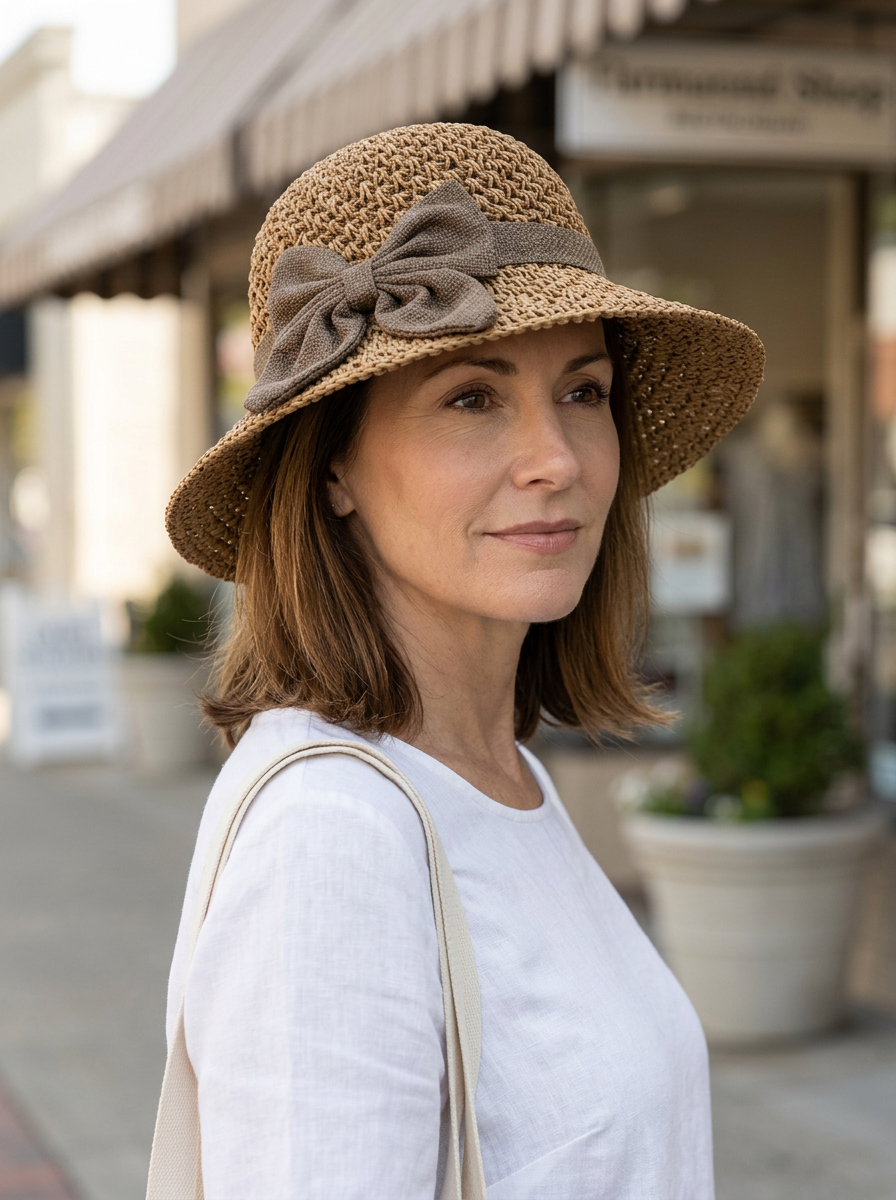 Hattie Elegant Straw Sun Hat With Bow