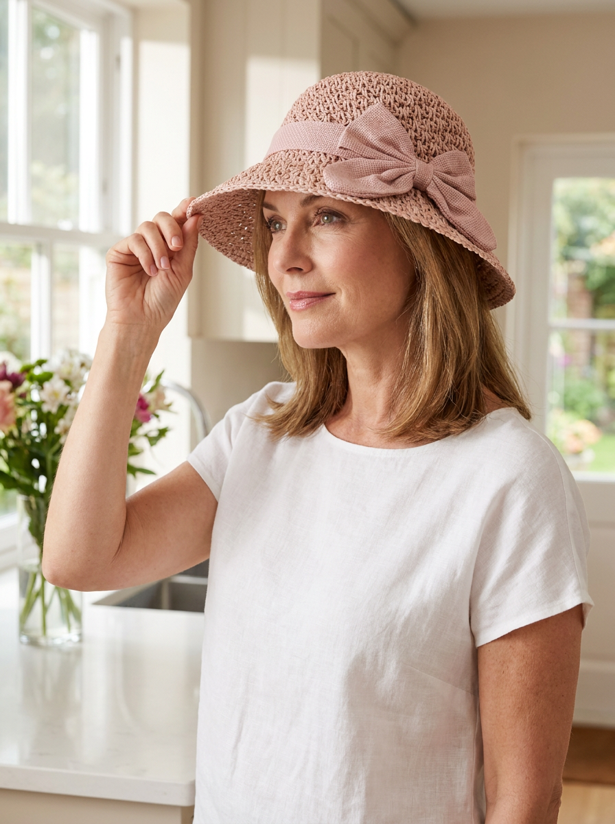 Hattie Elegant Straw Sun Hat With Bow