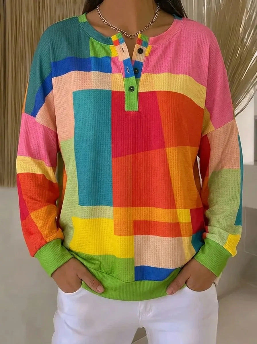 Women's Hoodie with Crew Neck and Button Front | Stretch | Size S-5XL | Multicolour