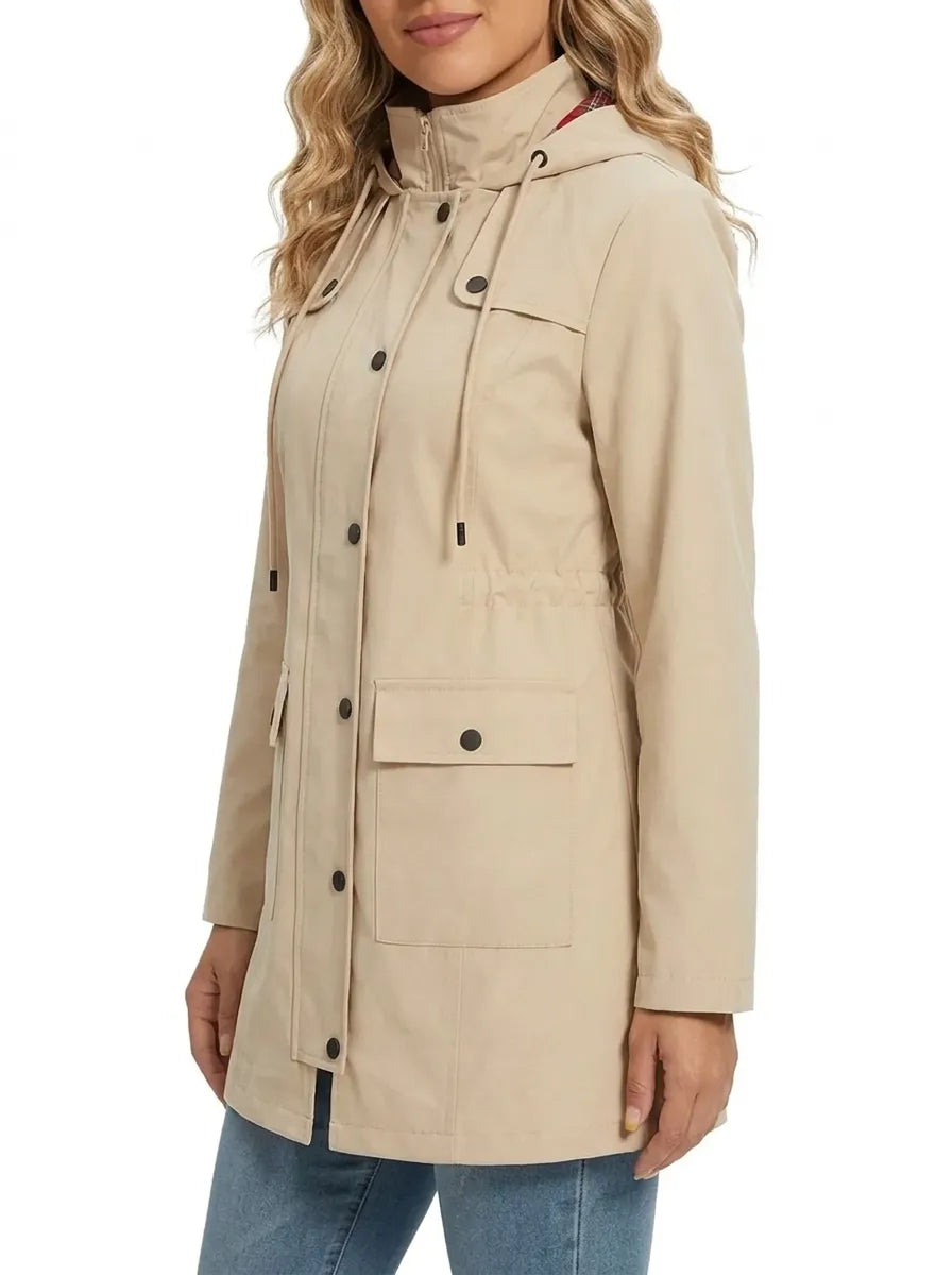 Women's Hooded Parka Jacket with Adjustable Belt