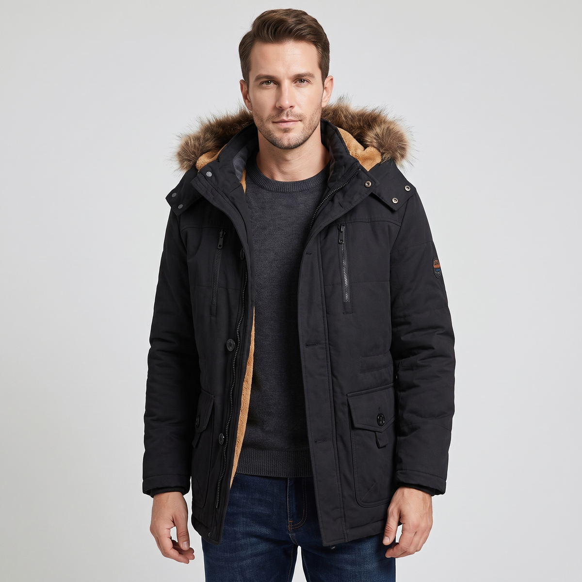 Tyler | Mens Waterproof Winter Parka with Fleece Lining | Trimmed Hood, Zip and Button Closure | 4 Colors S-6XL