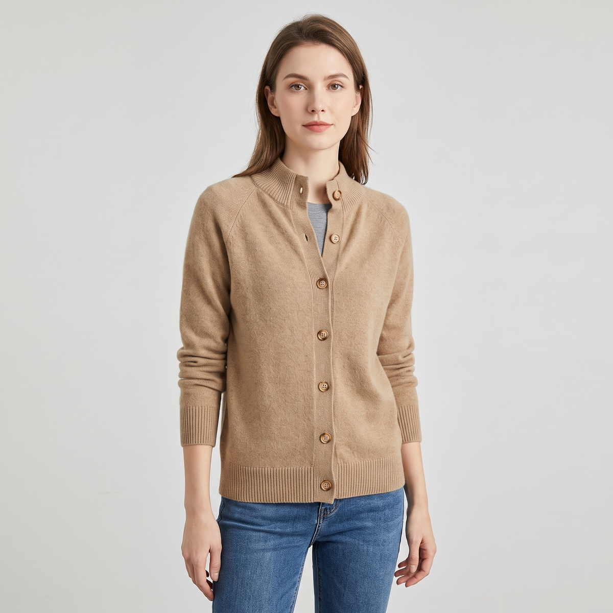 Jennifer | Womens Cashmere Cardigan, Button Front | Soft, Warm, Easy to Layer | Khaki, Off White and More S-XL