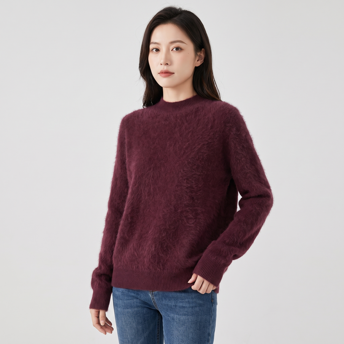 Arabelle | Womens Cashmere Wool Blend High Neck Sweater | Thick Soft Knit, Relaxed Fit | Red, Blue, Brown and More XS-XXXL