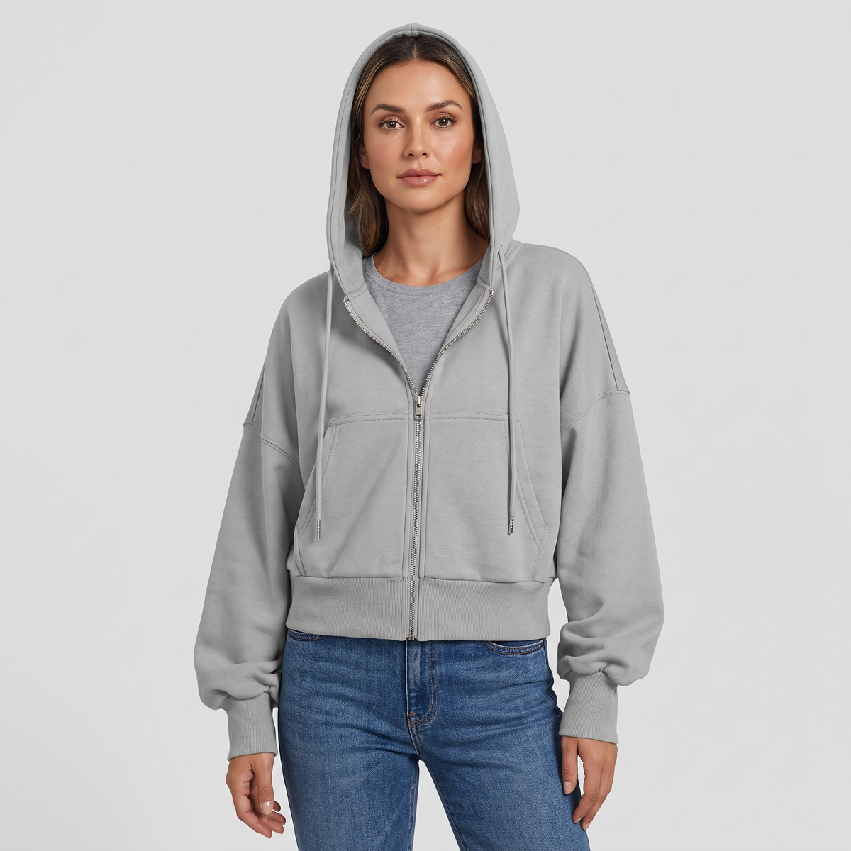 Stephanie | Womens Zip Up Hoodie with Hood | Soft Fabric, Relaxed Loose Fit | Gray, Blue, Black and More S-2XL