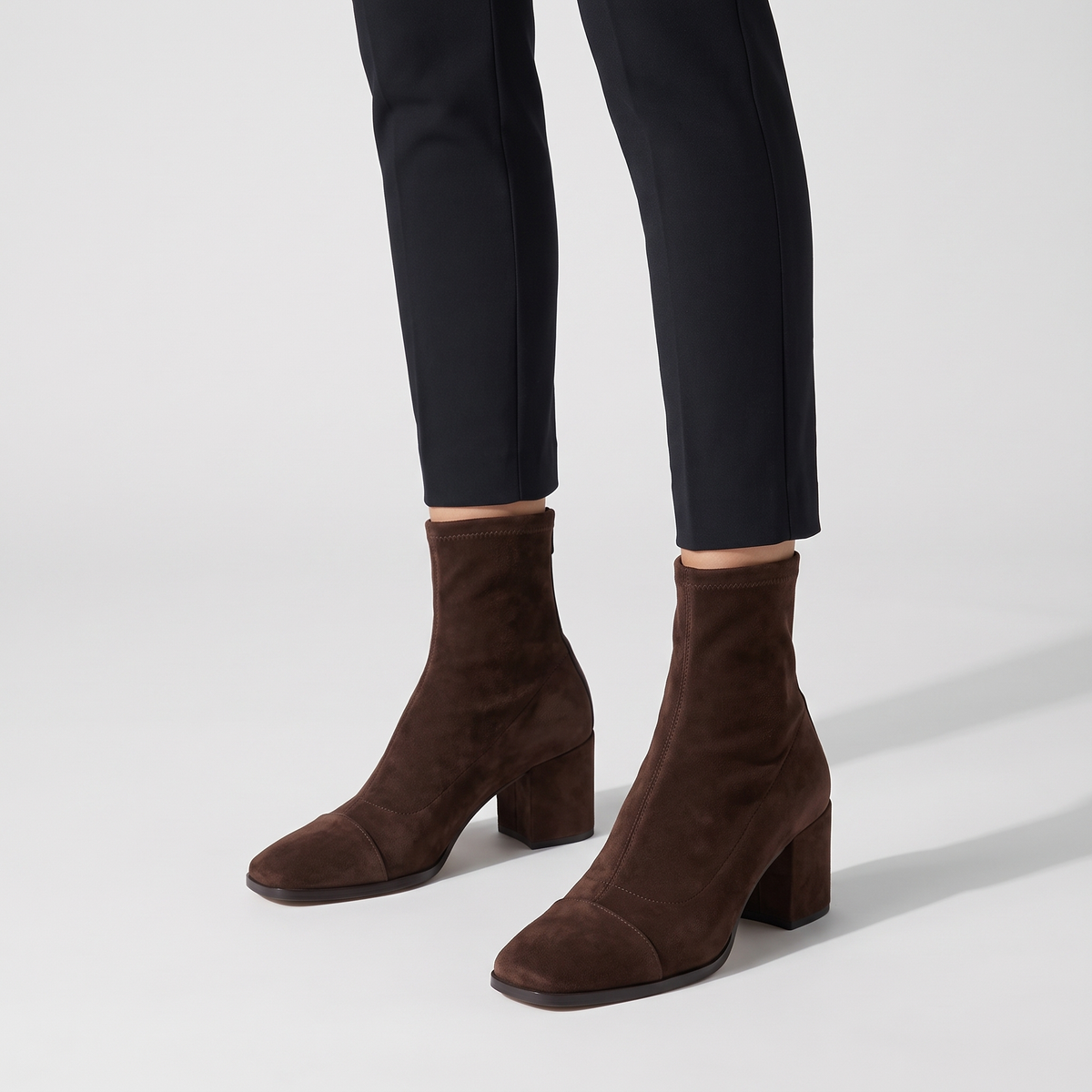 Danielle | Womens Square Toe Boots with Block Heel | Stable Heel Height, Casual or Dressy | Dark Brown US 4-11