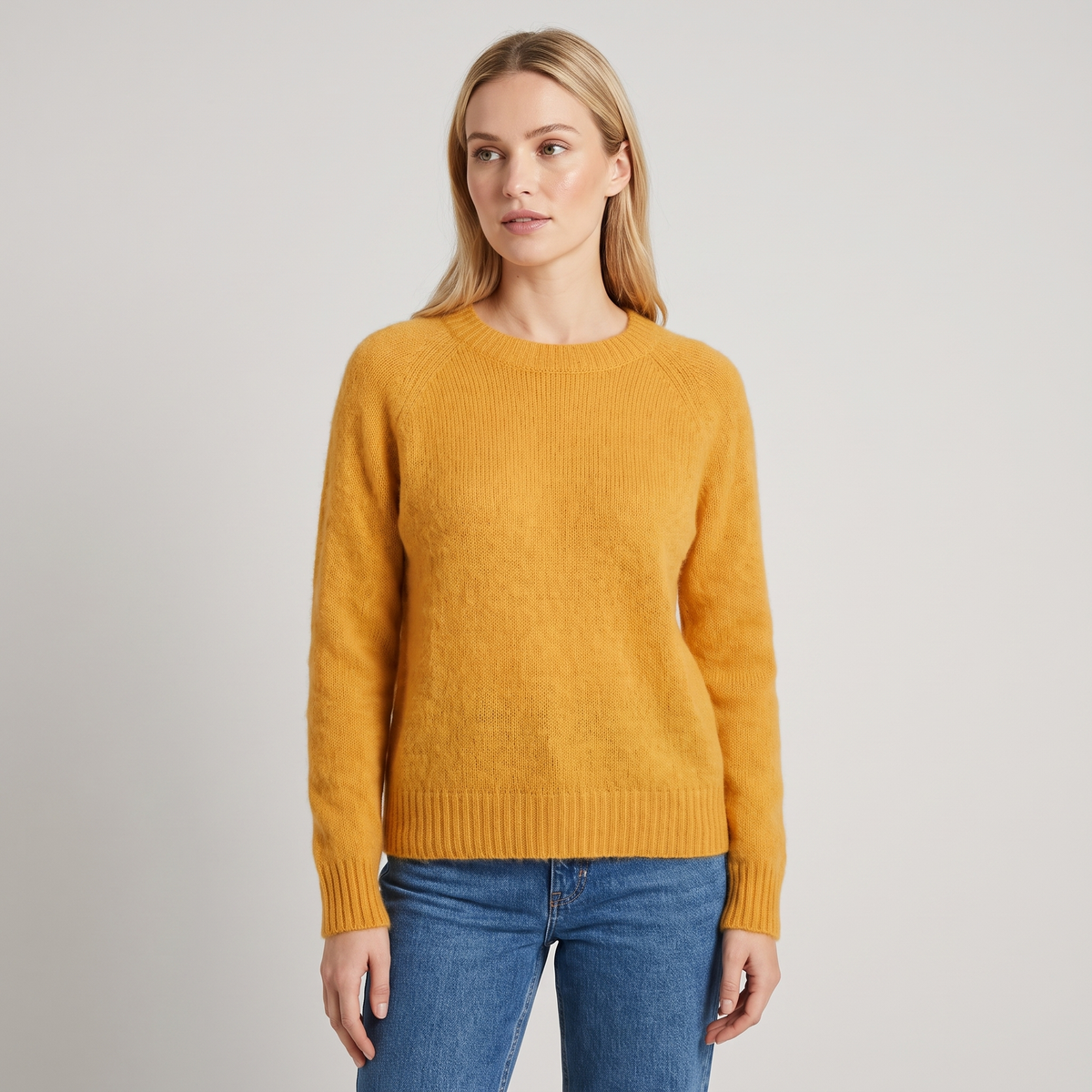 Natasha | Womens Crewneck Knit Sweater | Lightweight Layering Piece, Streamlined Cut | Yellow, Red, Pink and More S-L