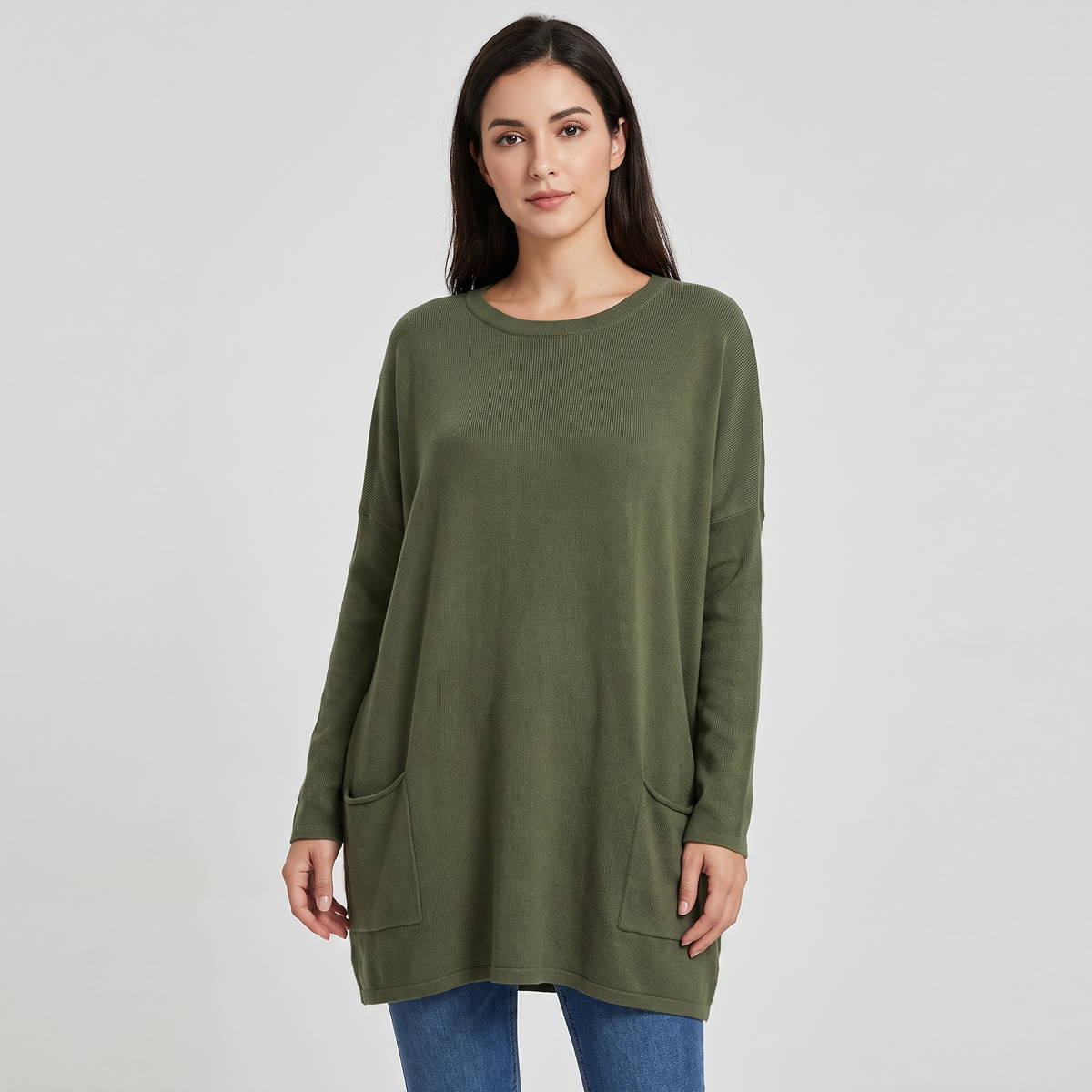 Sabina | Womens Long Pullover Sweater to Wear with Leggings | Long Cut, Soft Feel | Pink, Black, Gray and More S-5XL