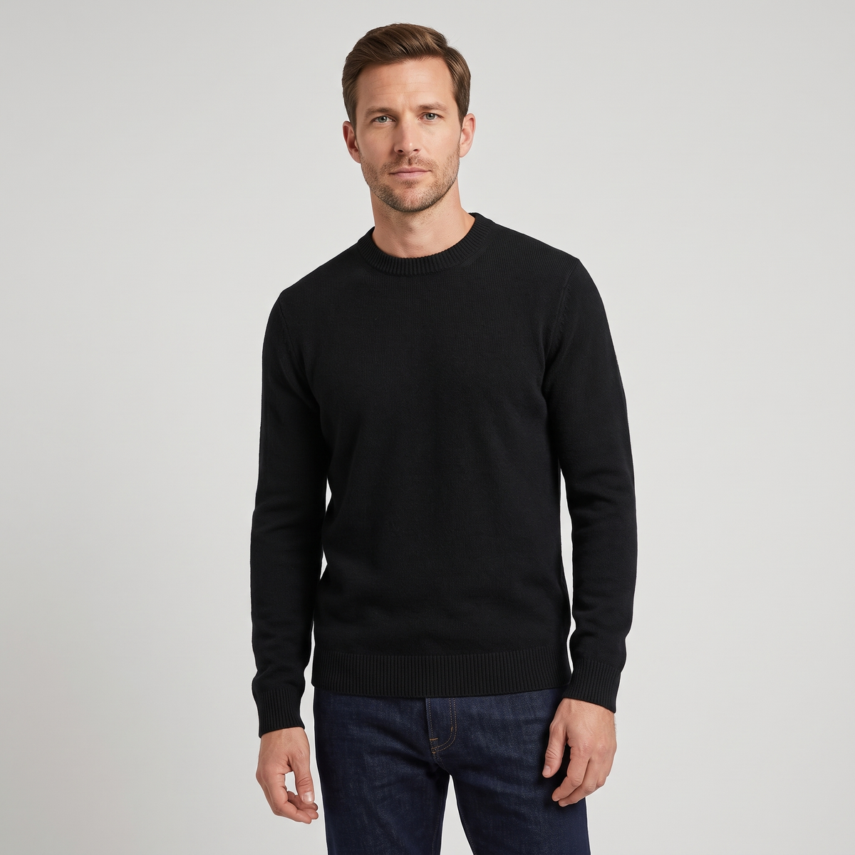 John | Mens Fine Knit Crewneck Sweater | Regular Fit, Soft Crew Neck, Ribbed Trim | Black, Green and More S-3XL