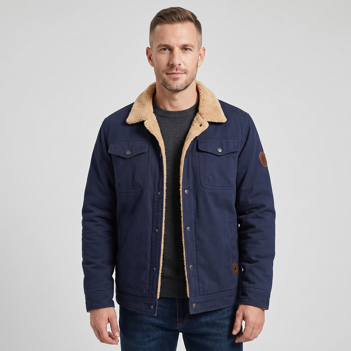 Adam | Mens Vintage Bomber Jacket with Rib-Knit Cuffs | Soft Warm Lining, Front Zip | Navy, Khaki, Olive and More S-5XL