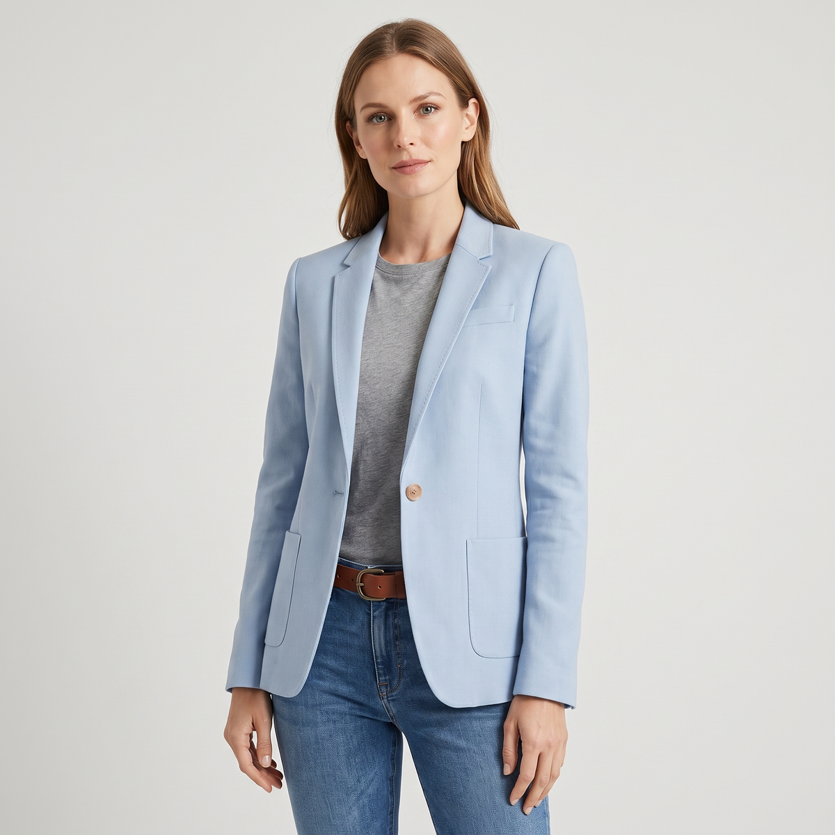 Kelsey | Womens Single Button Blazer with Notched Lapels | Flap Pockets, Slim Fit | Black, White and More S-3XL