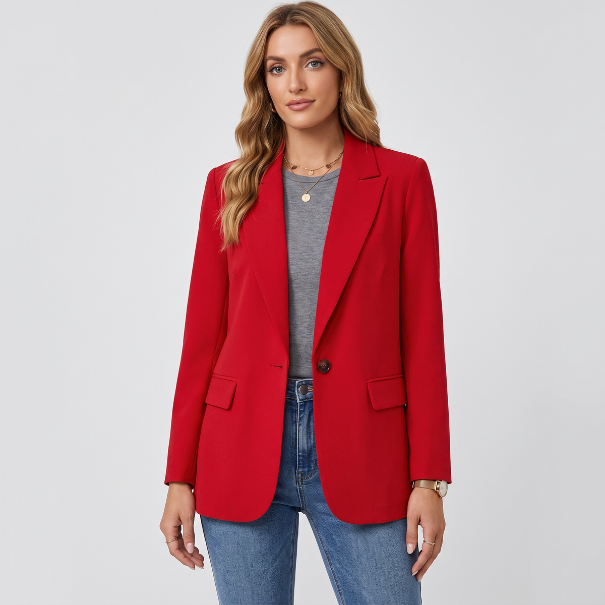 Carol | Womens Tailored Blazer, Structured | Lightweight, Breathable, Low Maintenance | Red, White, Blue and More S-2XL