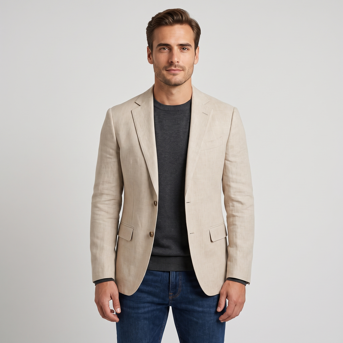 Gary | Mens Smart Casual Blazer with Notched Lapel | Single-Breasted, Tailored, Lightweight | Beige, White, Green S-2XL