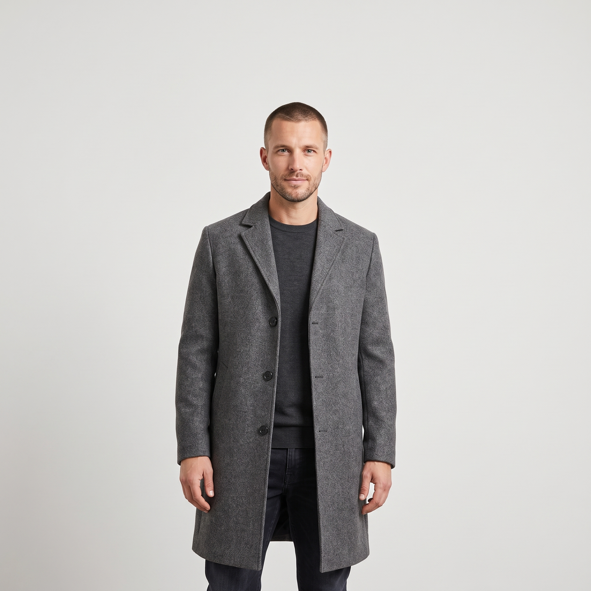 Aston | Mens Peruvian Cotton Coat, Three-Button Closure | Sharp Lapel, Lined | Gray, Cream, Khaki and More XS-4XL