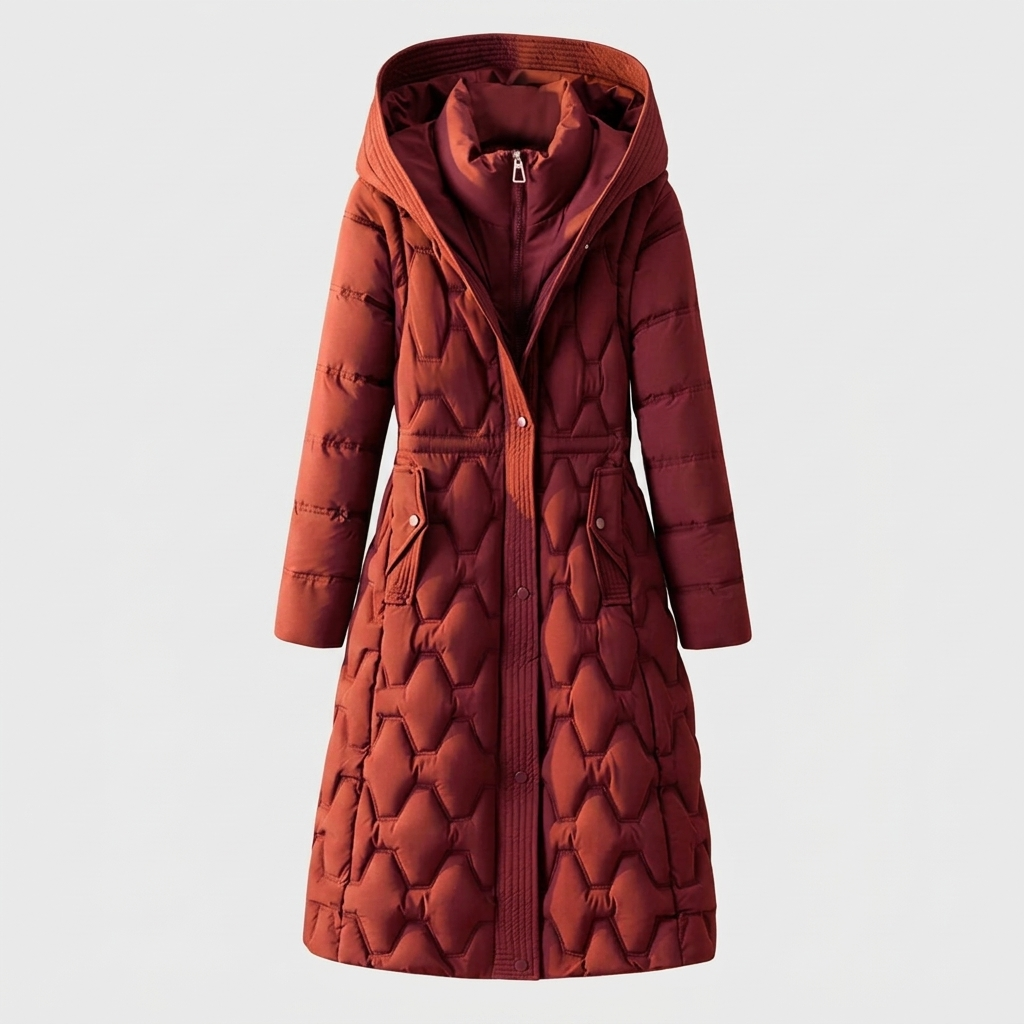 Kristy | Womens Quilted Hooded Winter Coat | Lightweight Filling, Zip and Snap Closure | Red, Brown, Black and More XS-XL