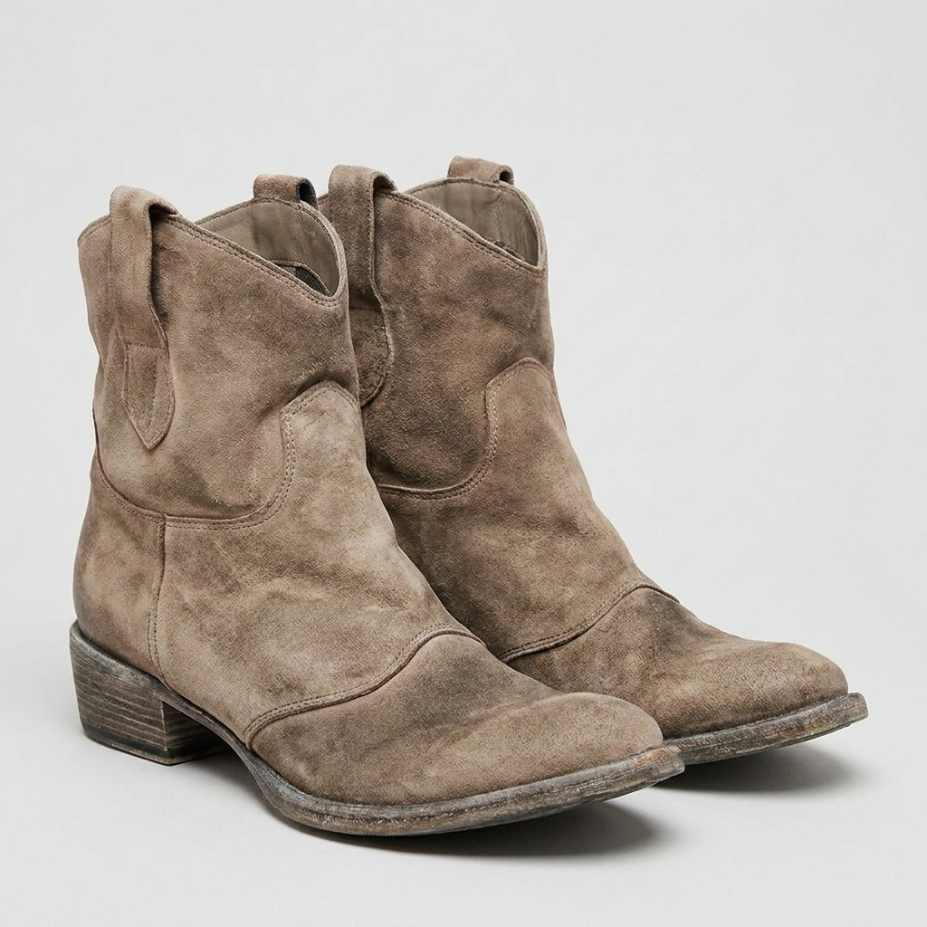 Jillian | Womens Western Ankle Boots in Suede Look | Pull-On Tabs, Cushioned Insole, Embroidery | Brown, Black and More 3-9