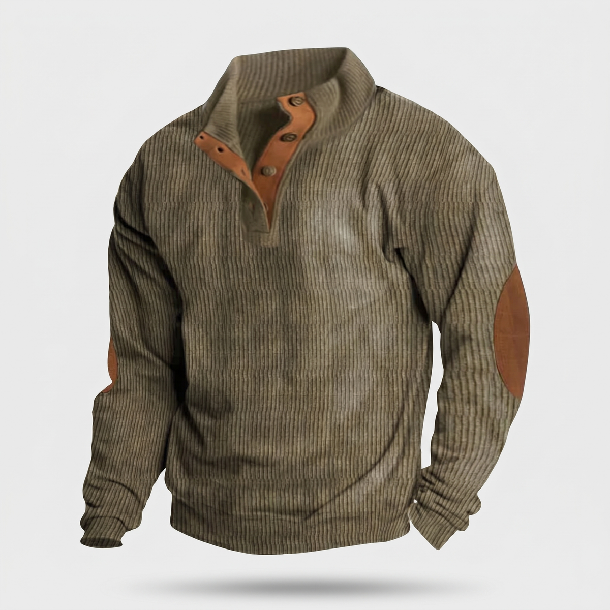 Thomas | Mens Ribbed Sweater with Button Collar — Modern Basic in 5 Colors S–5XL | Westmere