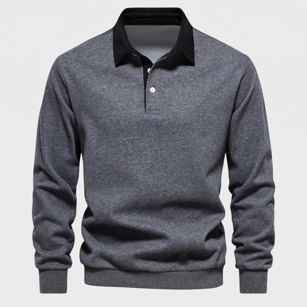 Ingo | Mens Sweatshirt with Polo Collar — Button Placket and Ribbed Cuffs in 5 Colors S–2XL | Westmere