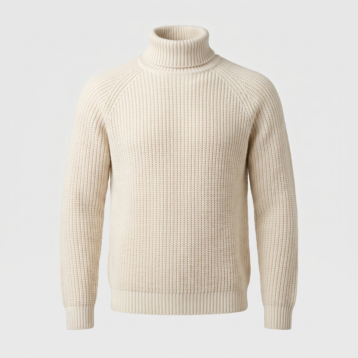 Alexander | Mens Warm Knit Sweater with Turtleneck — Classic Knit Design in Beige | Westmere