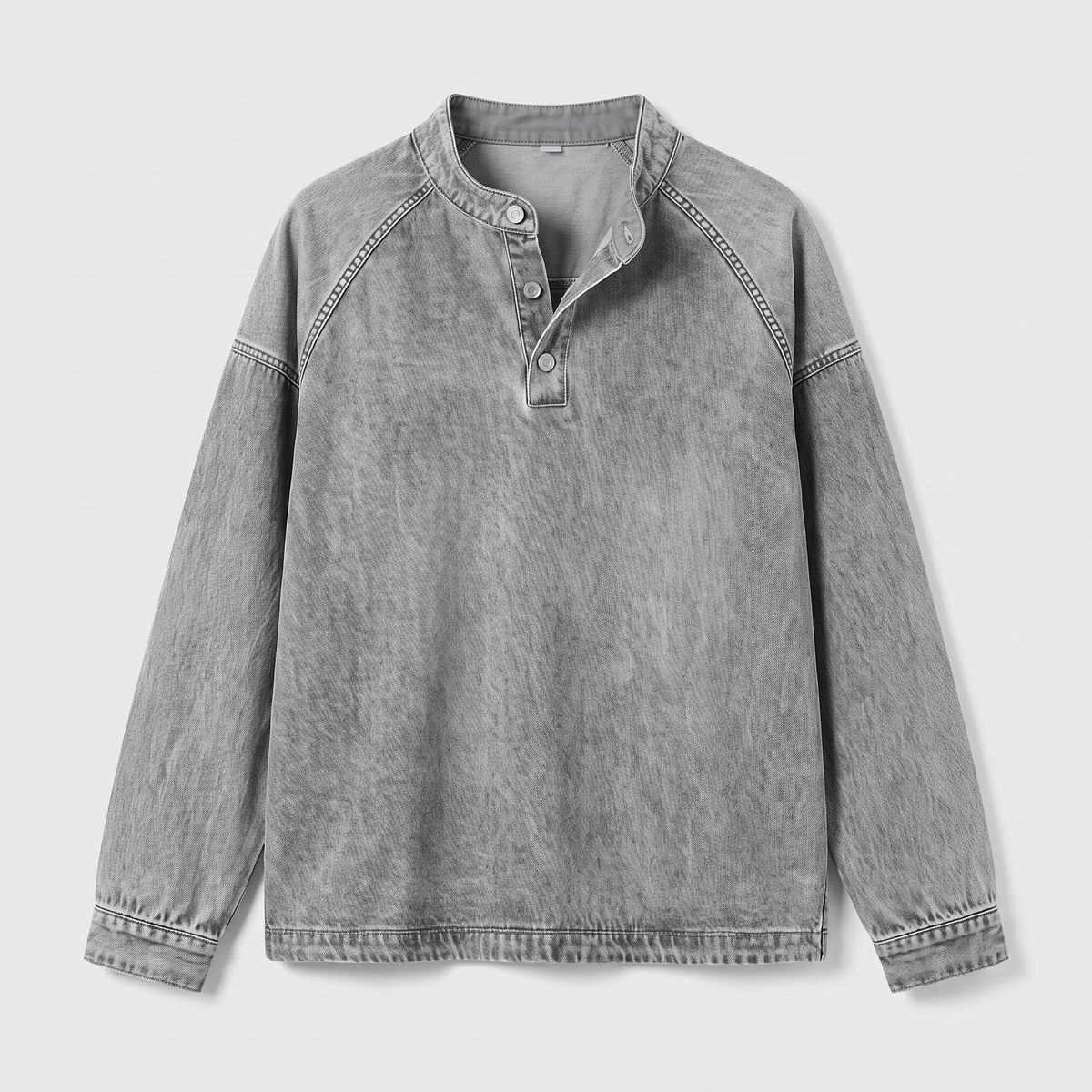 Dominik | Mens Retro Henley Knit Sweater — Washed Look with Raglan Sleeves in 10 Colors S–4XL | Westmere