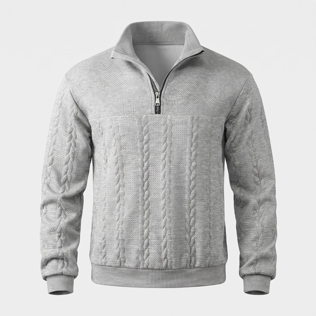 Andreas | Mens Cable-Knit Quarter-Zip Sweater — Metal Zipper with Ribbed Cuffs in 5 Colors XS–2XL | Westmere