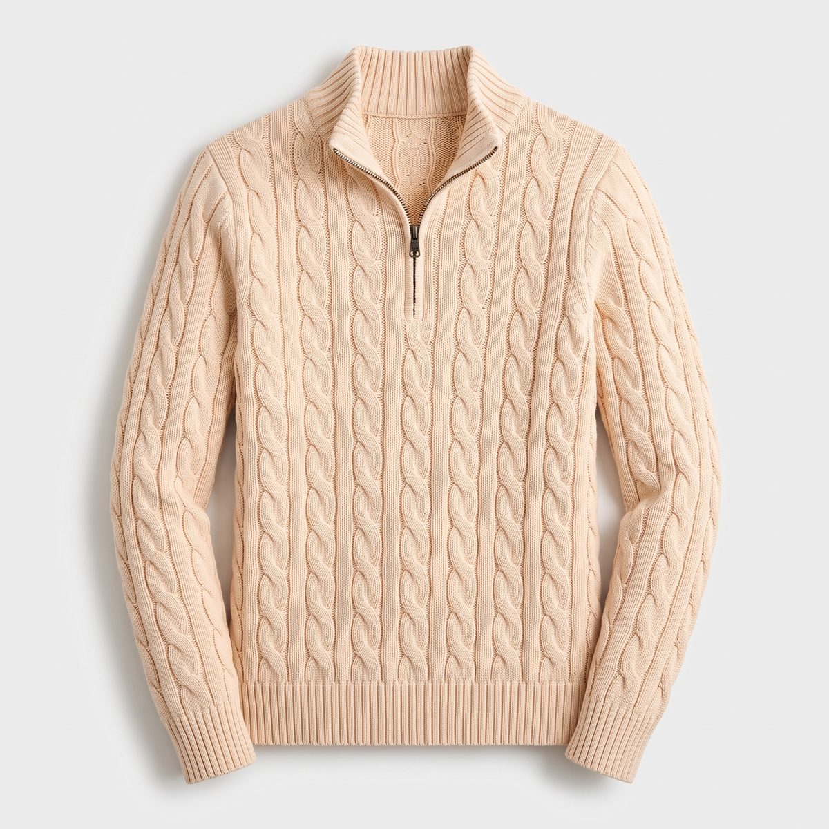 Florian | Mens Cable-Knit Troyer Sweater — Zip Collar with Ribbed Cuffs in 11 Colors S–3XL | Westmere