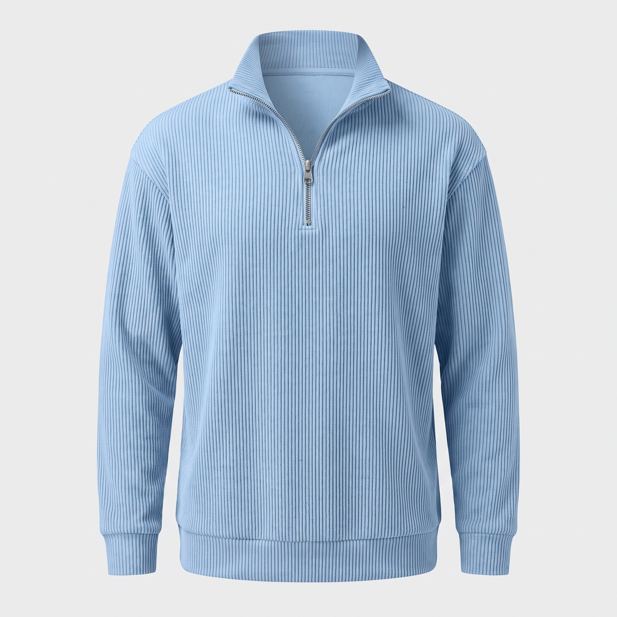 Fabian | Mens Ribbed Half-Zip Stand-Collar Sweater — Shape-Retaining Ribbed Knit in 10 Colors S–3XL | Westmere