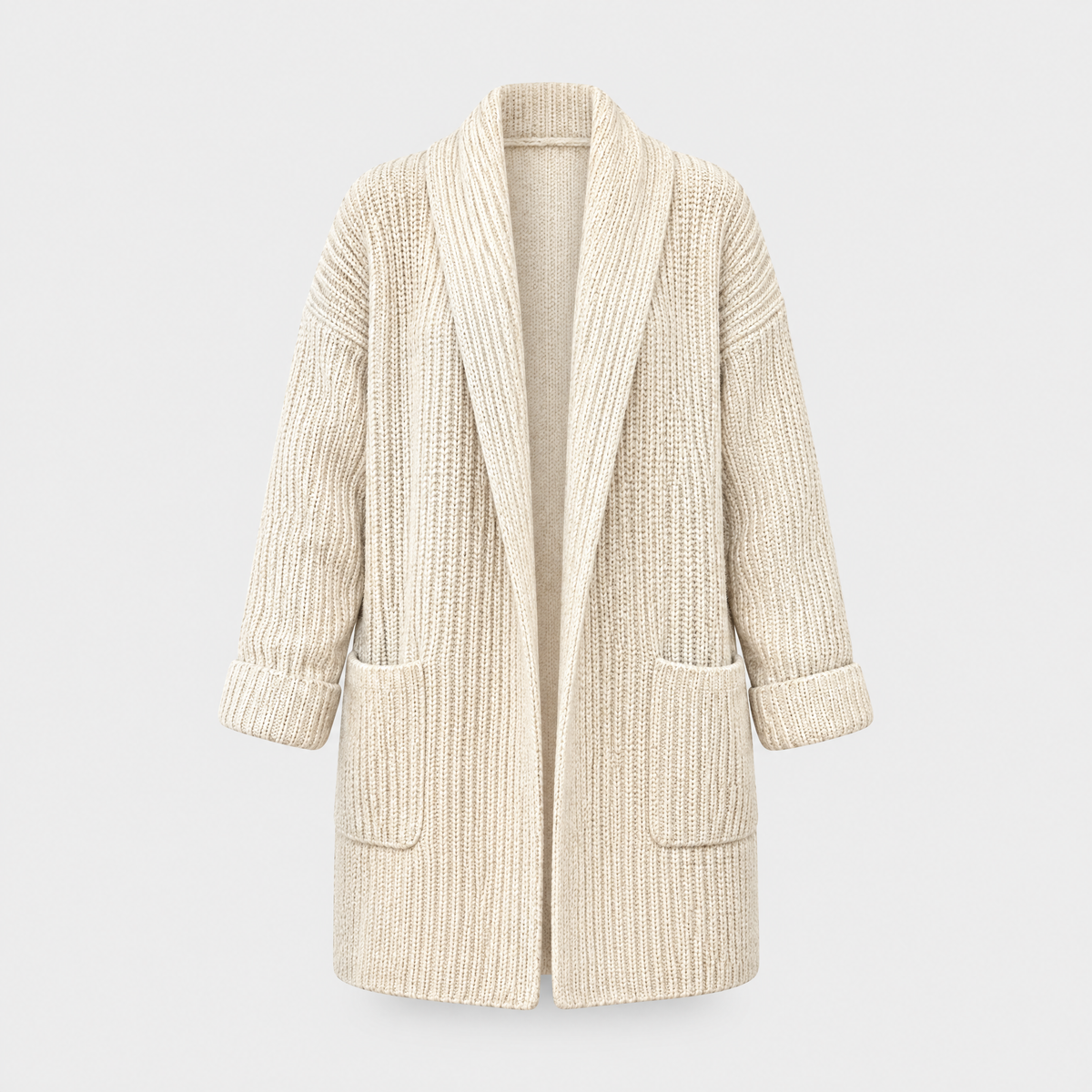 Halvara | Women's Open Front Cardigan Knit Sweater — Chunky Oversized Layer with Patch Pockets | Westmere