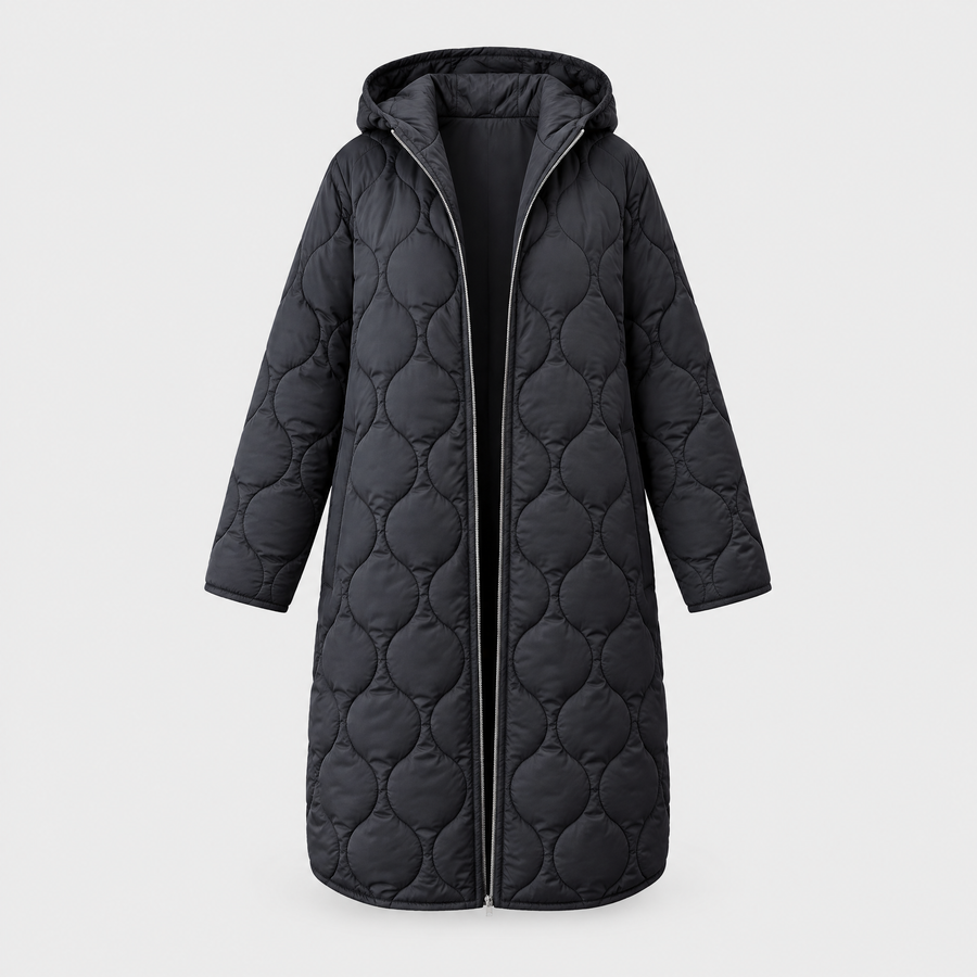 Women's Oversized Hooded Parka, Argyle Detail