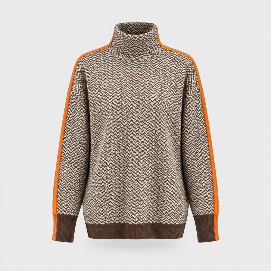 Women's Herringbone Turtleneck Sweater, Luxe Design