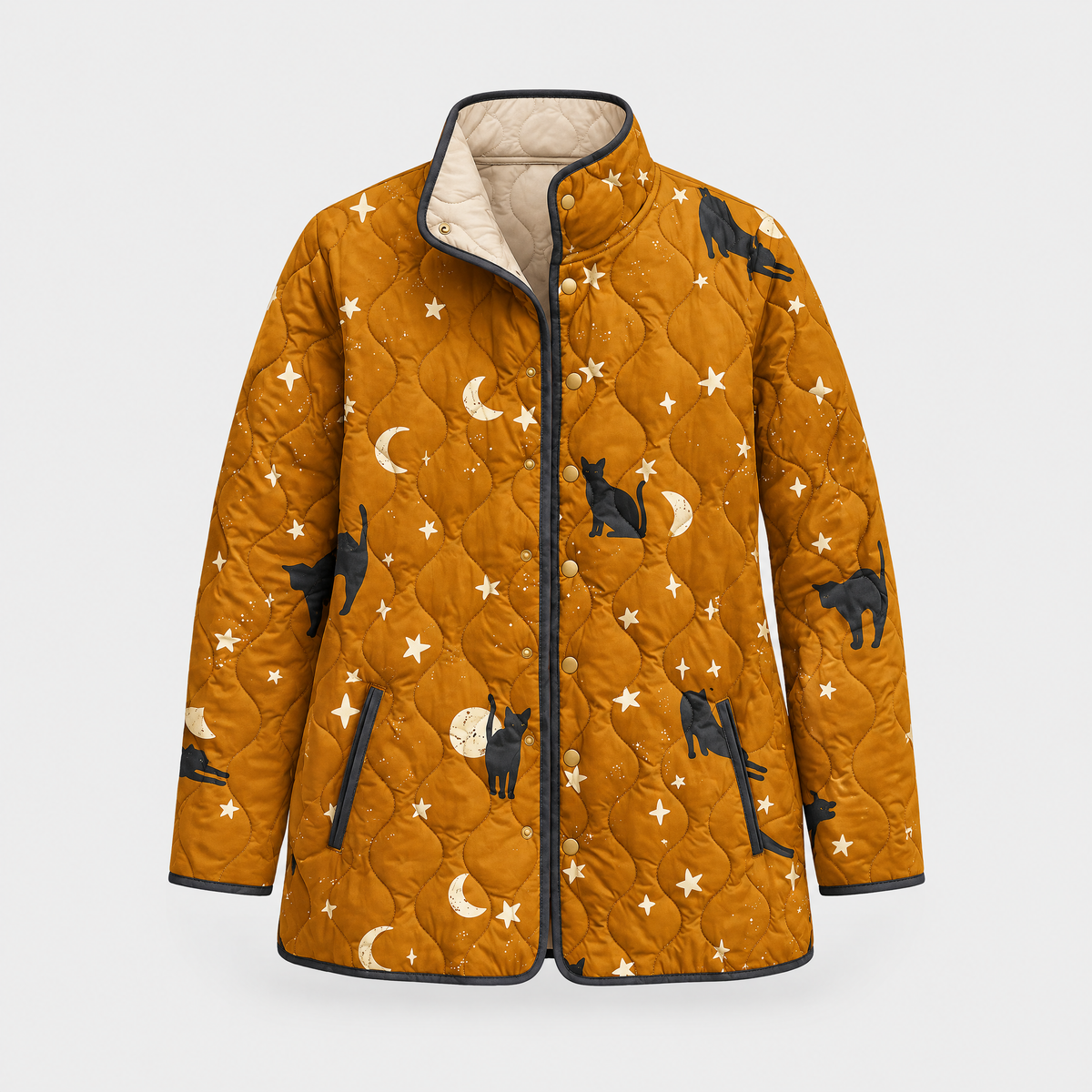 Women's Casual Quilted Jacket, Solid Orange | Classic Quilting, Insulated Relaxed Fit | Orange | S–3XL
