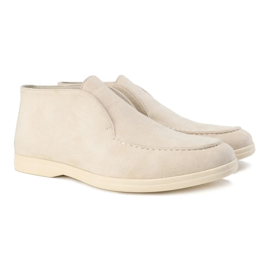 High suede loafers.