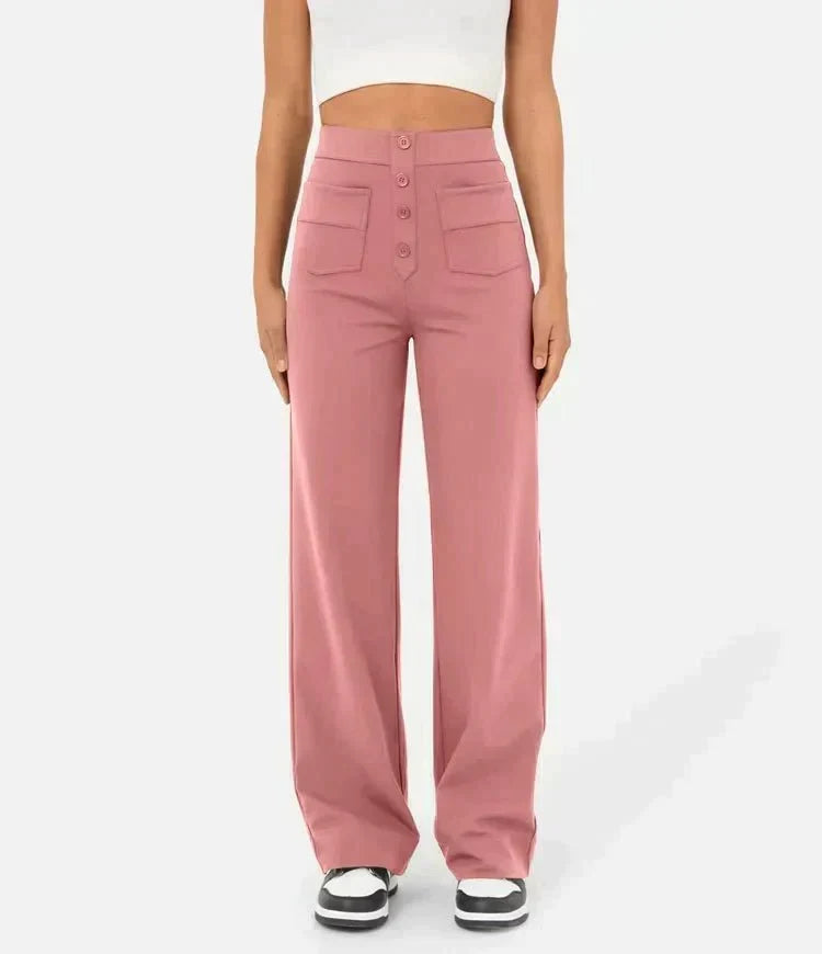 Women's Stretch Tailored Pants – High Waist Straight Leg Everyday Trousers