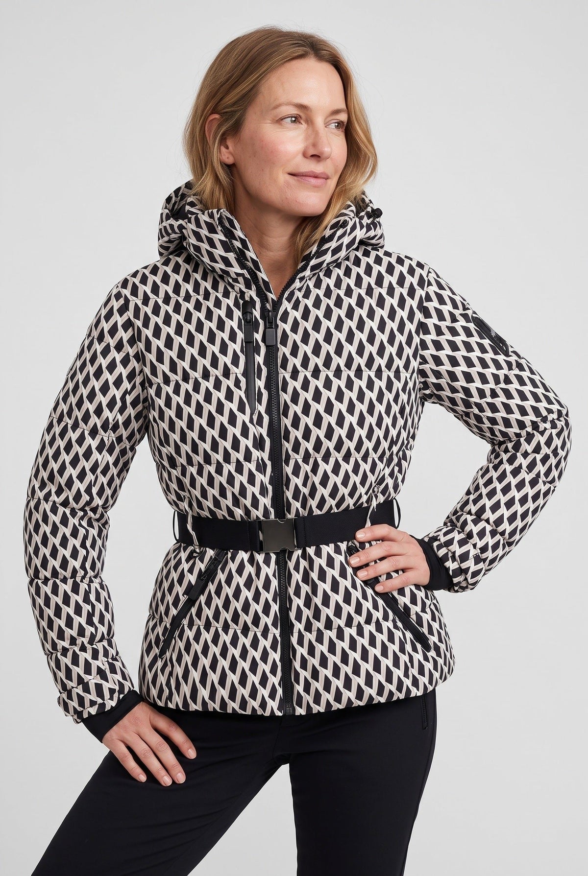 Olalla | Quilted Hooded Puffer Jacket with Belt for Women