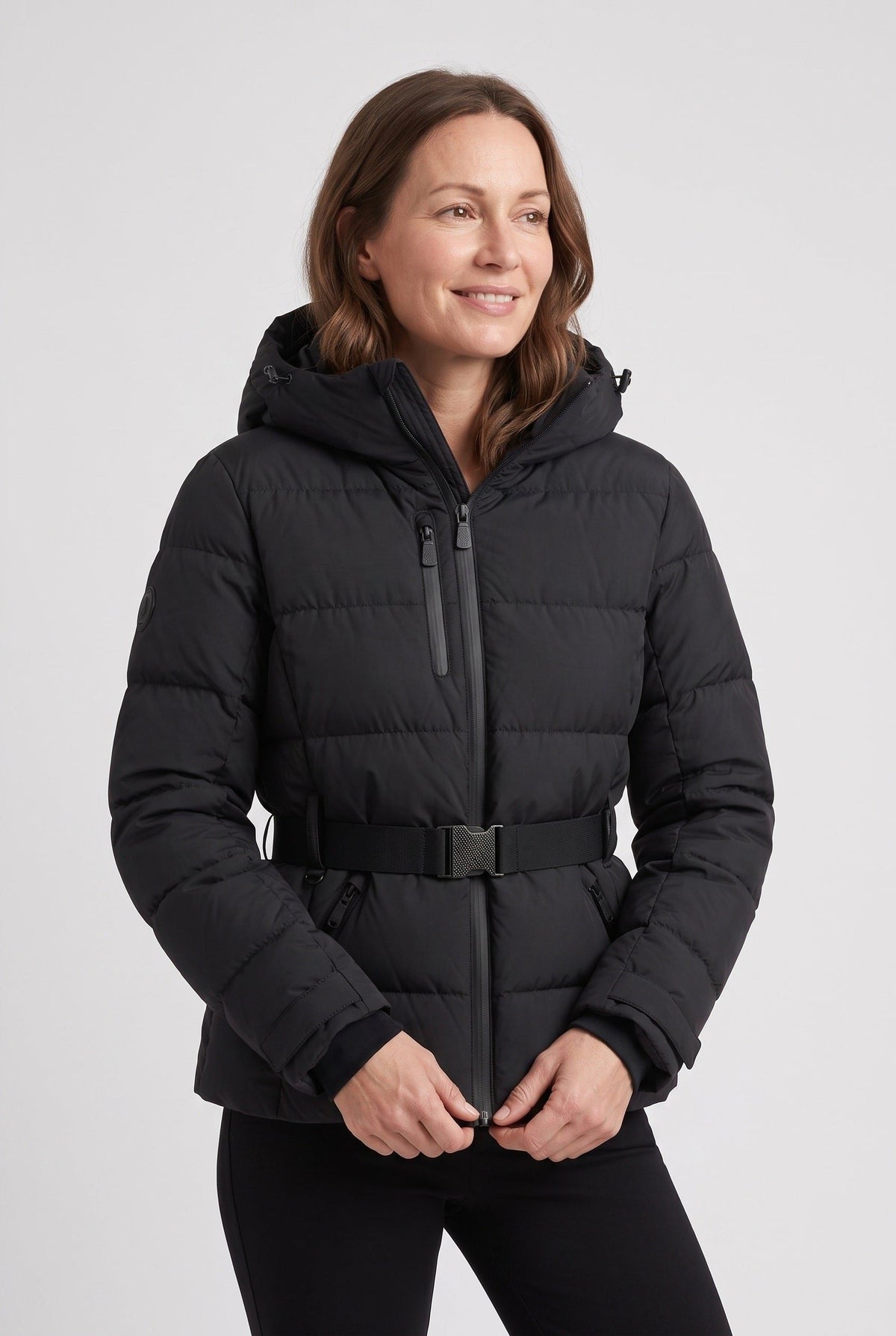 Olalla | Quilted Hooded Puffer Jacket with Belt for Women