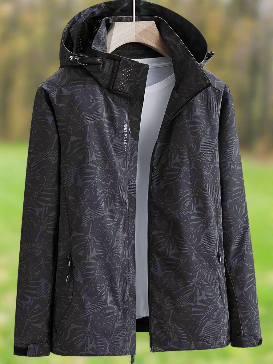 Aloisia | Leaf Print Hooded Raincoat for Women