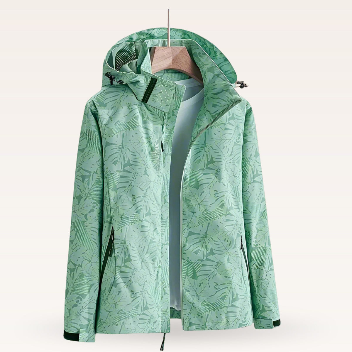 Aloisia | Leaf Print Hooded Raincoat for Women