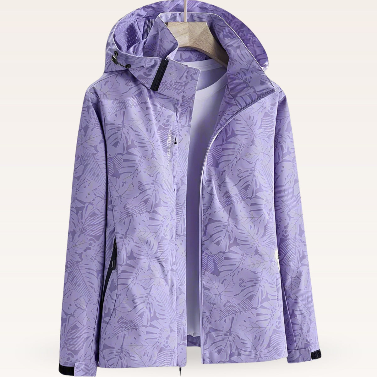 Aloisia | Leaf Print Hooded Raincoat for Women