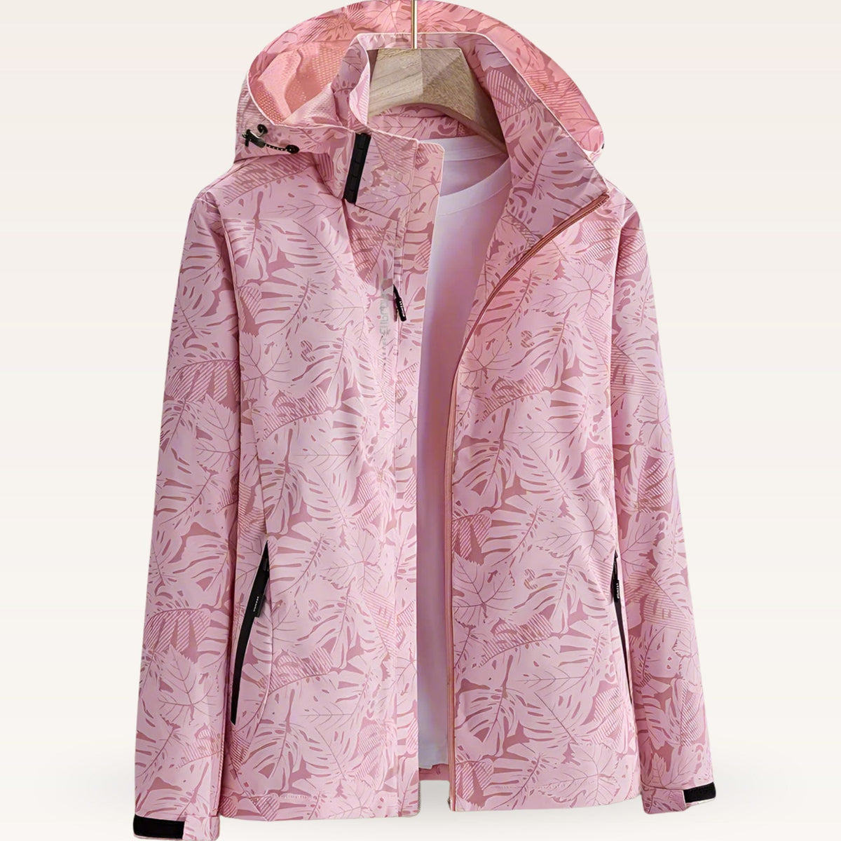 Aloisia | Leaf Print Hooded Raincoat for Women