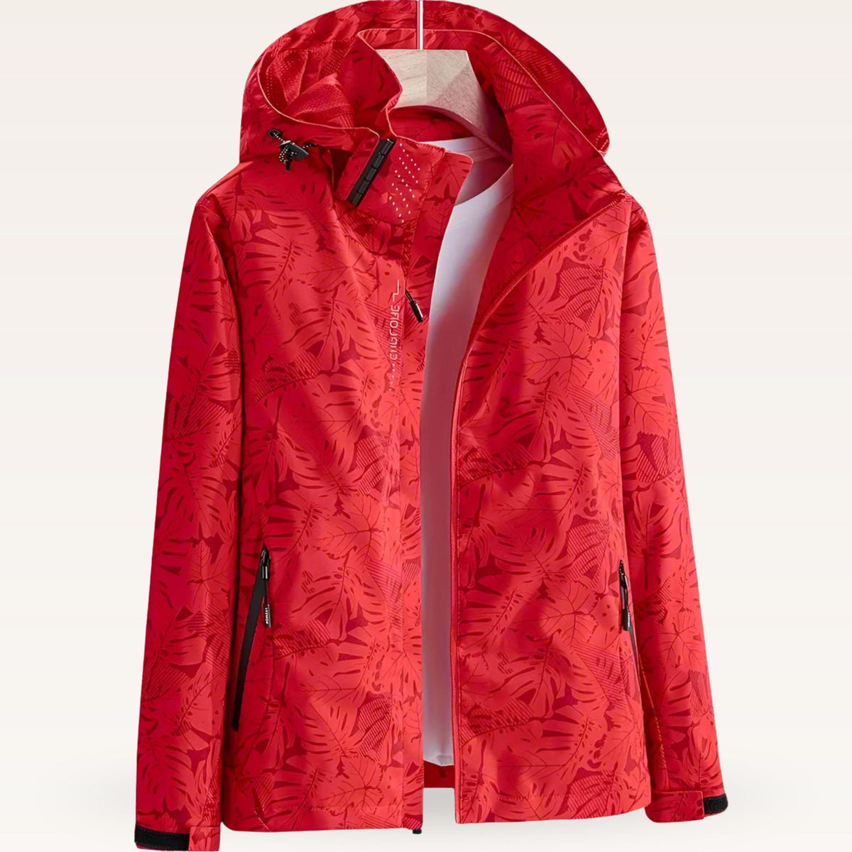 Aloisia | Leaf Print Hooded Raincoat for Women