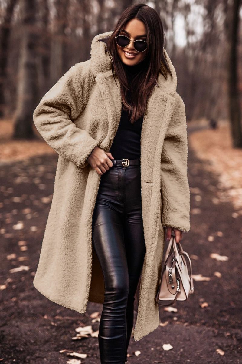 Ora | Teddy Hooded Long Coat for Women