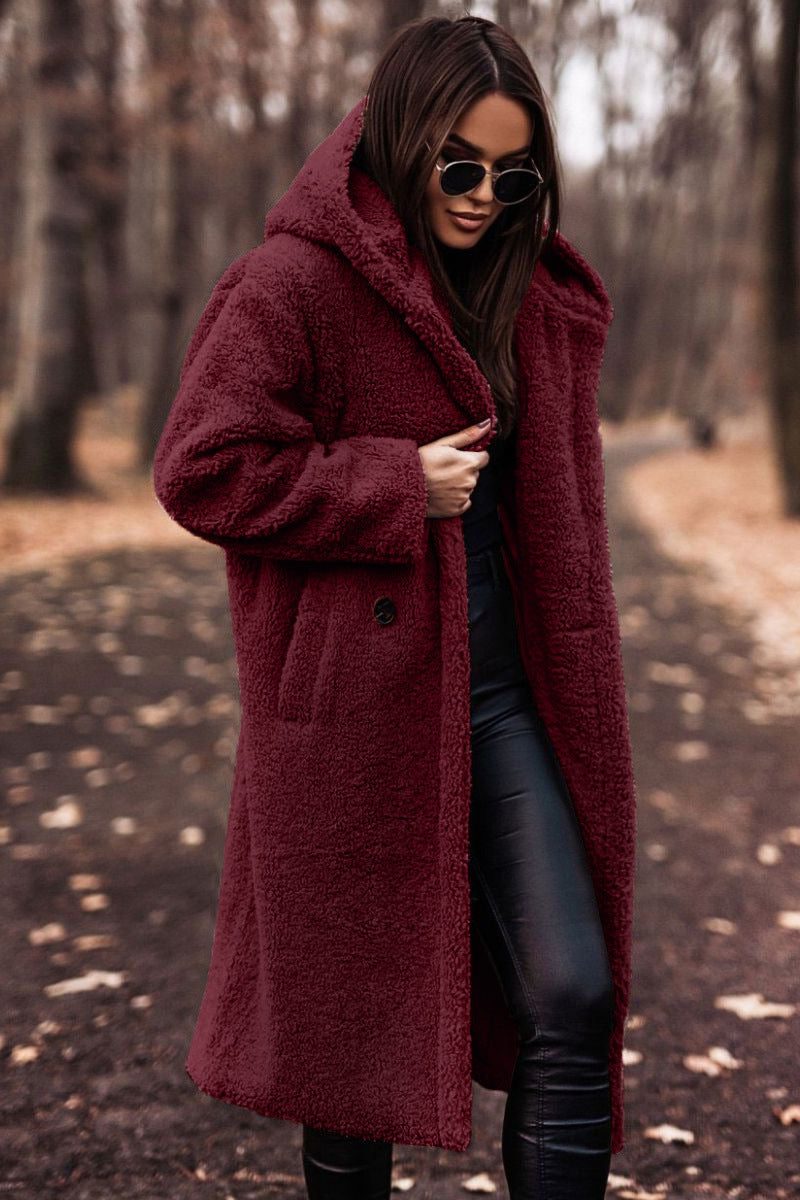 Ora | Teddy Hooded Long Coat for Women