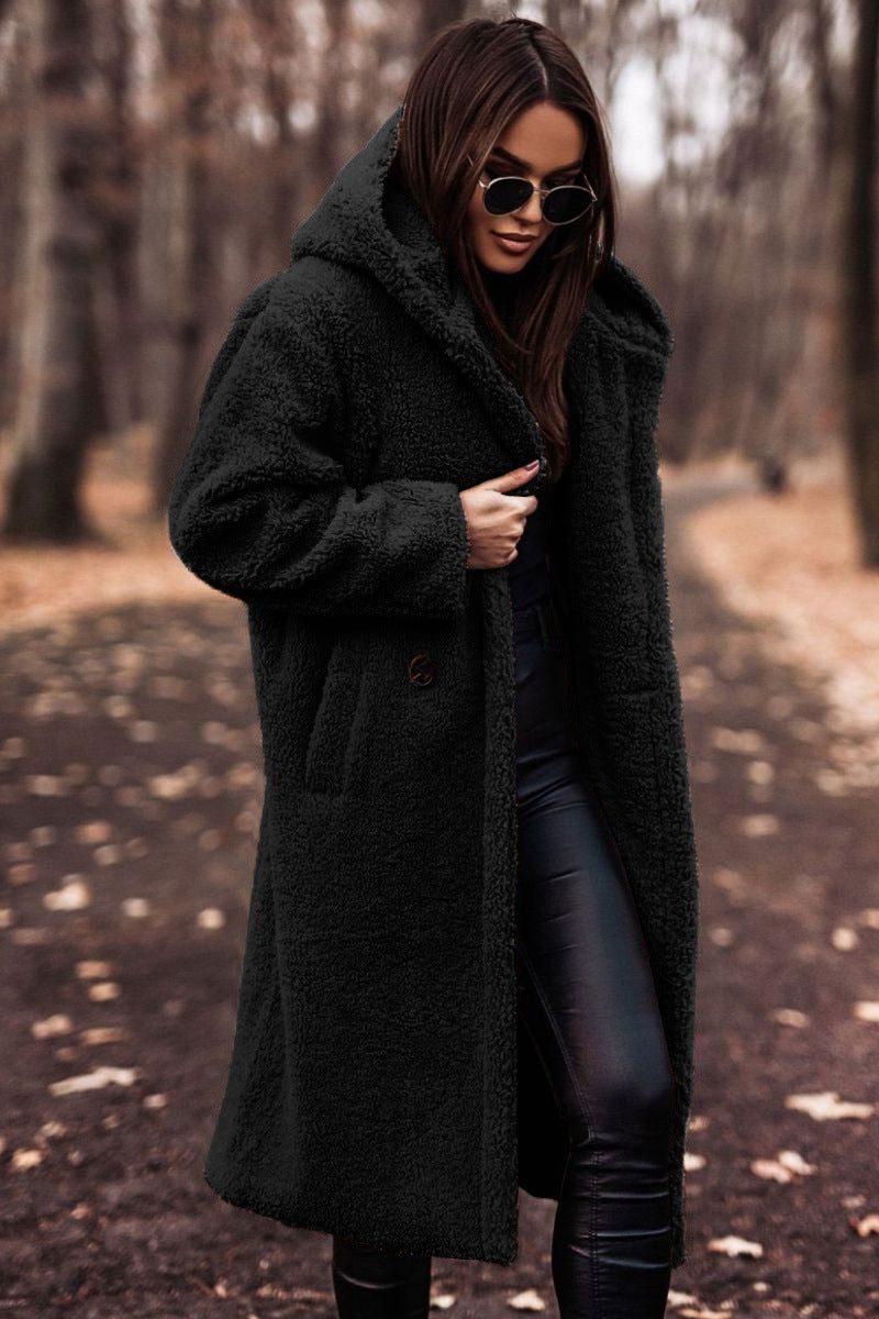 Ora | Teddy Hooded Long Coat for Women