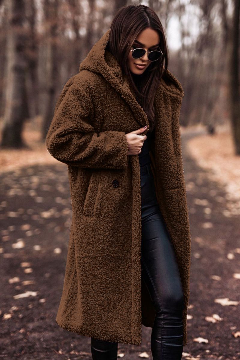 Ora | Teddy Hooded Long Coat for Women