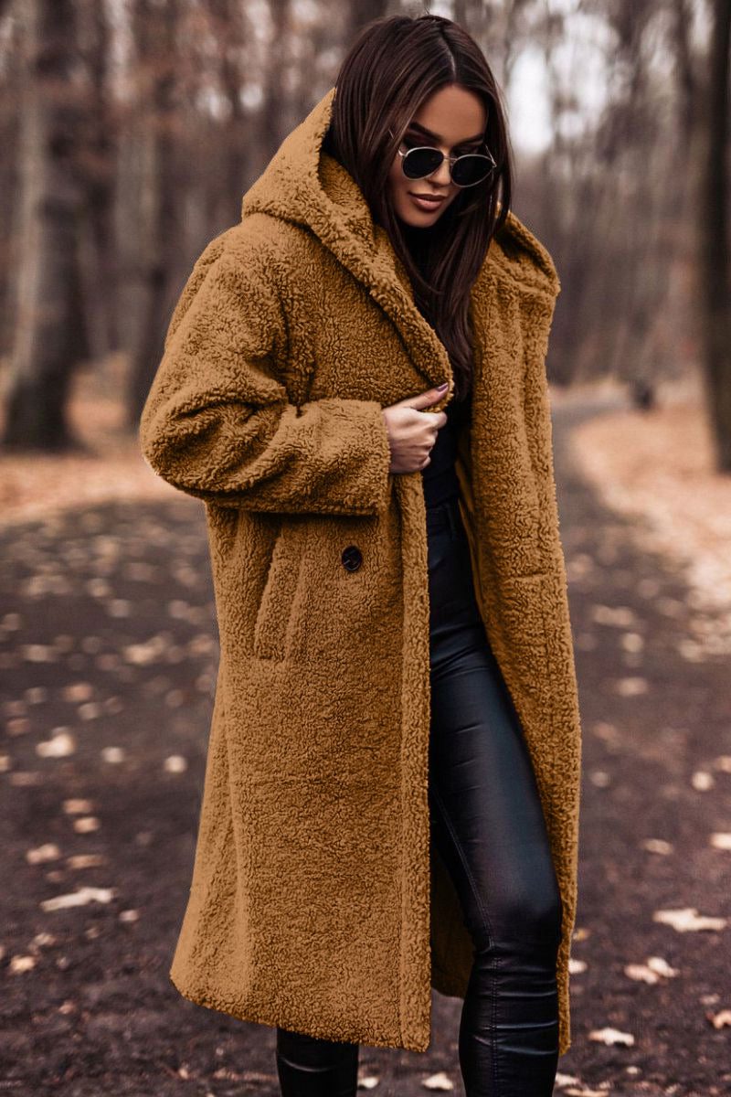 Ora | Teddy Hooded Long Coat for Women