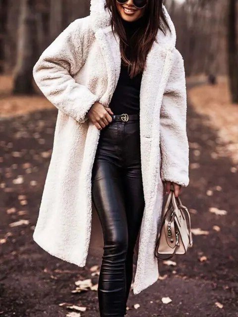 Ora | Teddy Hooded Long Coat for Women