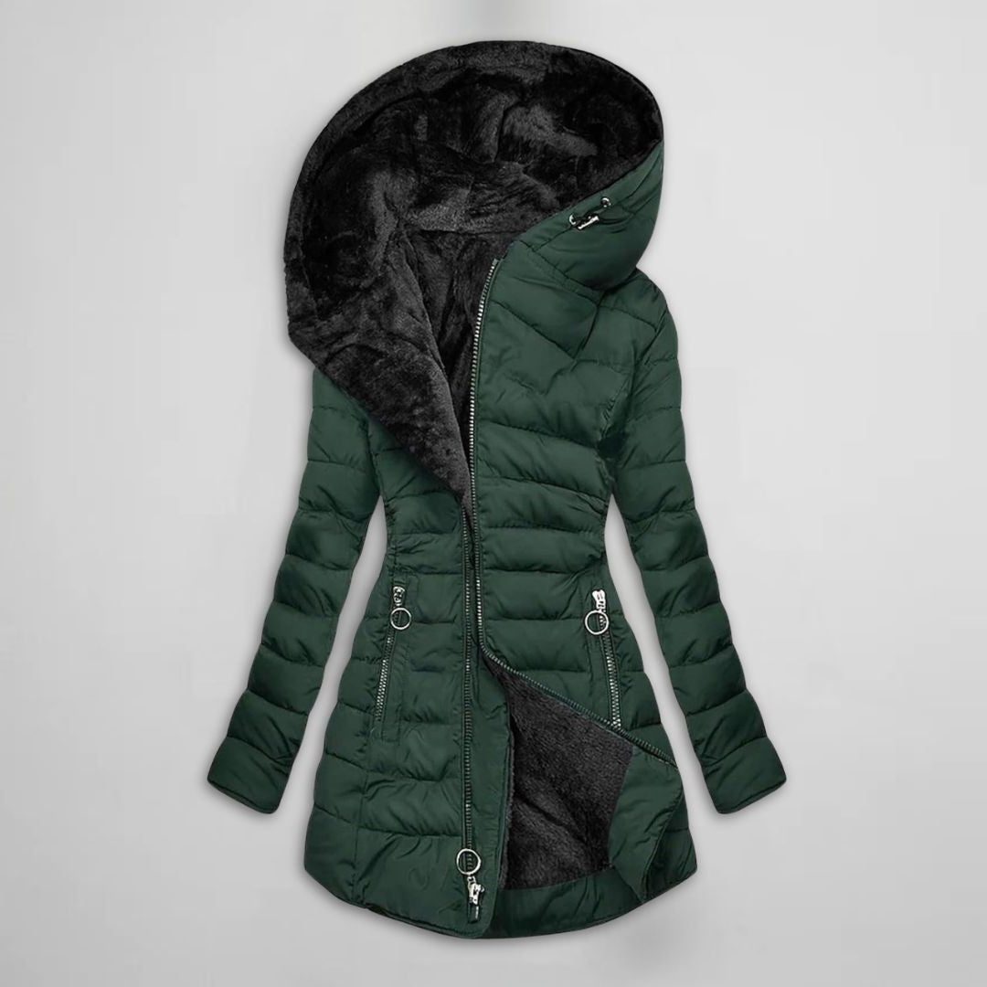 Damiana | Hooded Longline Puffer Coat for Women