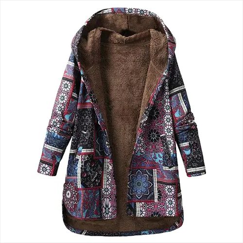 Catherine | Patchwork Hooded Winter Coat for Women