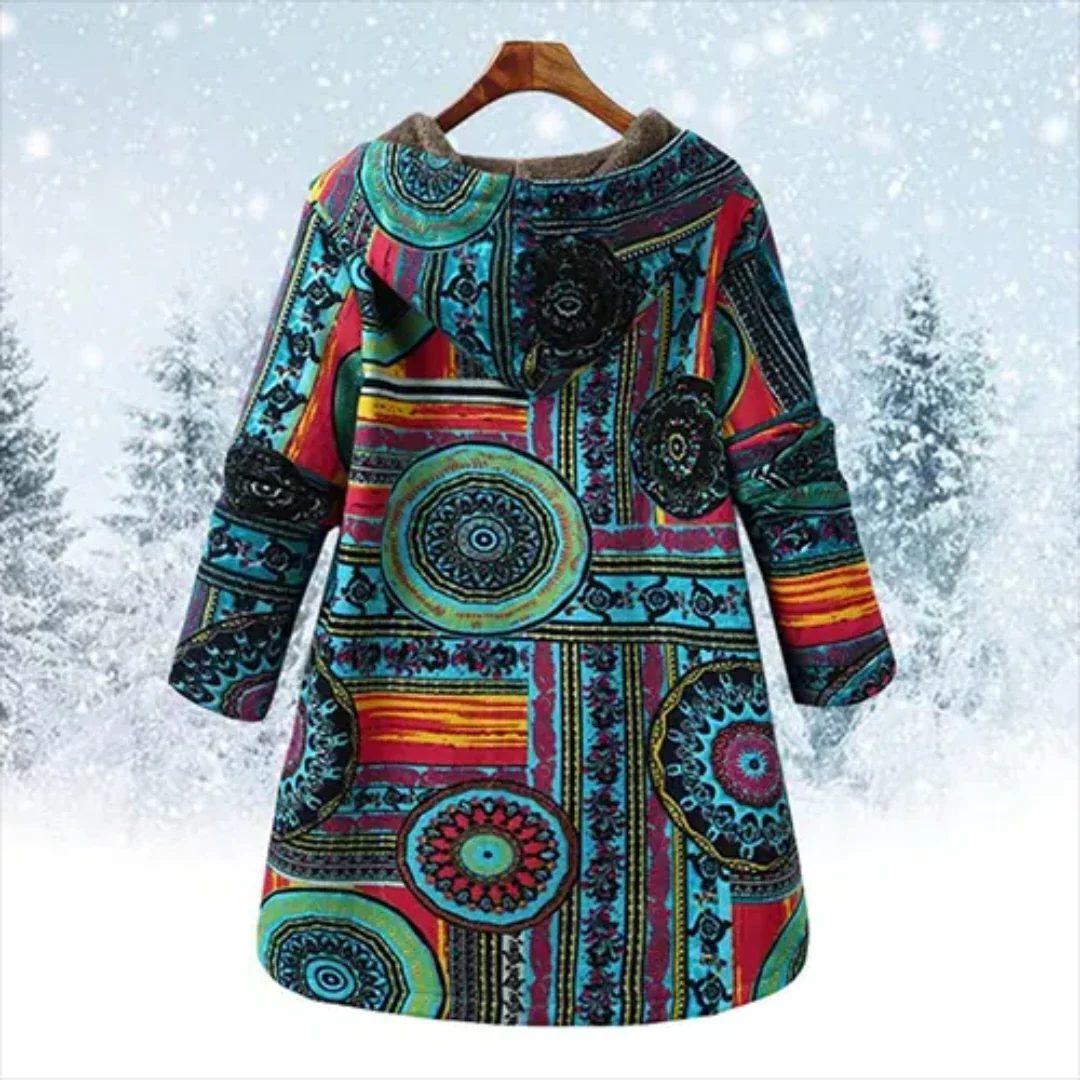 Catherine | Patchwork Hooded Winter Coat for Women