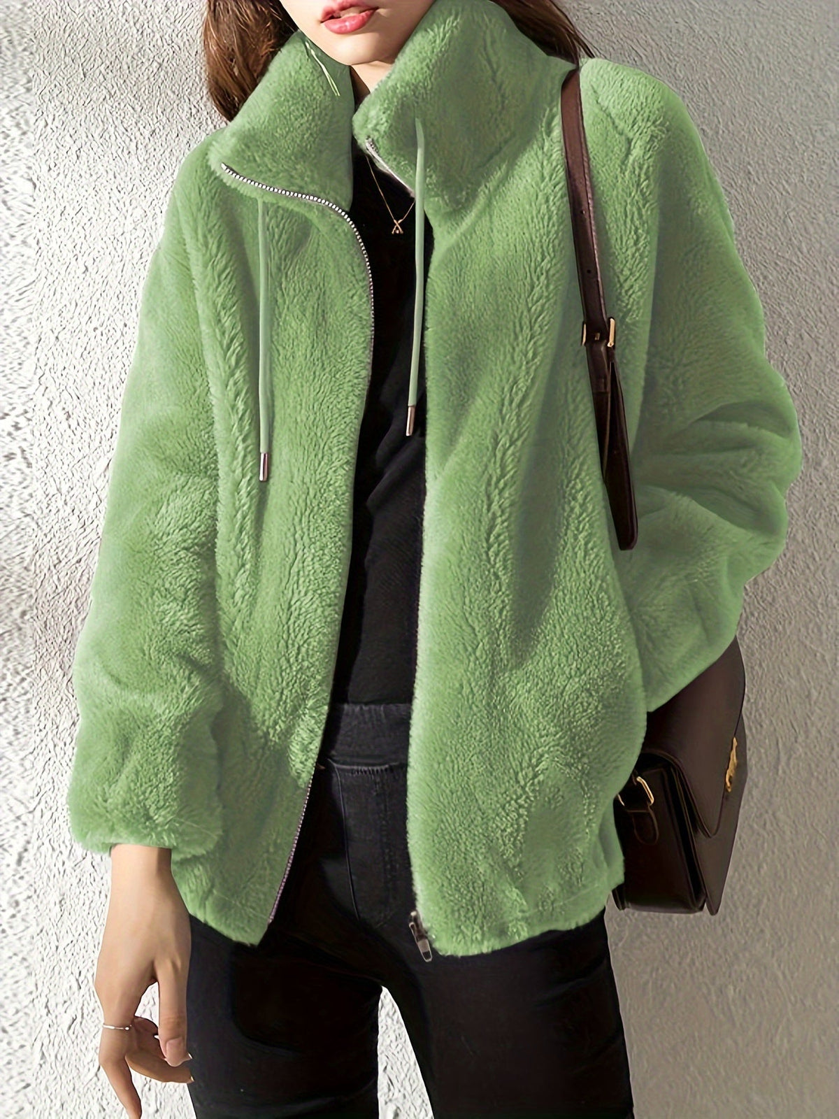 Women's Hooded Fleece Jacket Zip-Front with Drawstring